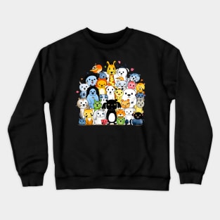 Joyous Congregation of Colorful Cartoon Animals Crewneck Sweatshirt